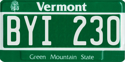 VT license plate BYI230