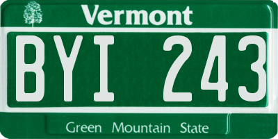 VT license plate BYI243