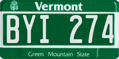 VT license plate BYI274