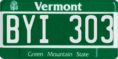 VT license plate BYI303