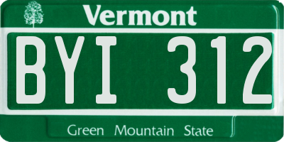 VT license plate BYI312