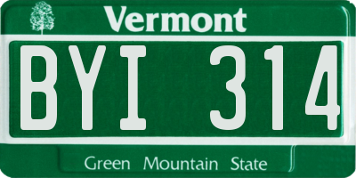 VT license plate BYI314