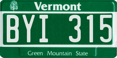 VT license plate BYI315