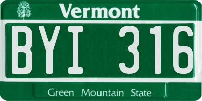 VT license plate BYI316