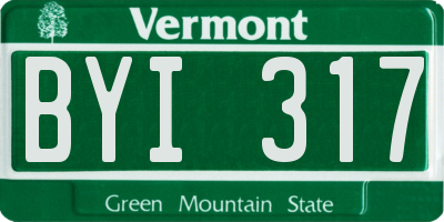 VT license plate BYI317