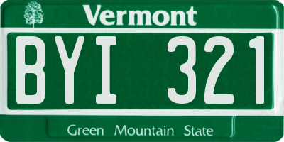 VT license plate BYI321
