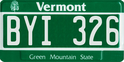 VT license plate BYI326