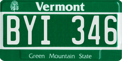 VT license plate BYI346