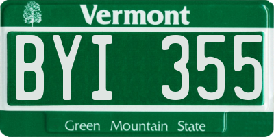 VT license plate BYI355