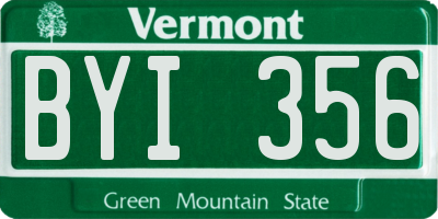 VT license plate BYI356