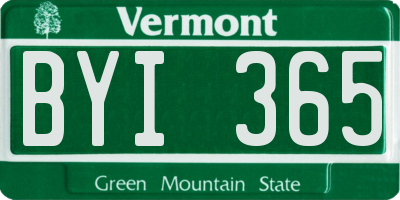 VT license plate BYI365
