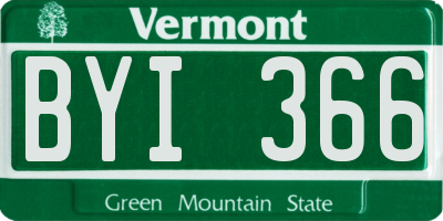 VT license plate BYI366