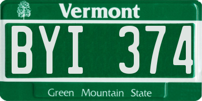 VT license plate BYI374