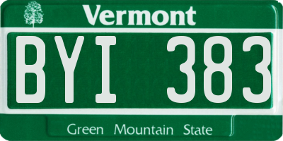 VT license plate BYI383
