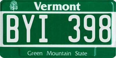 VT license plate BYI398