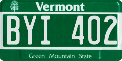 VT license plate BYI402