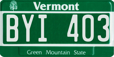 VT license plate BYI403