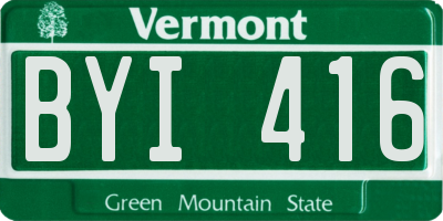 VT license plate BYI416