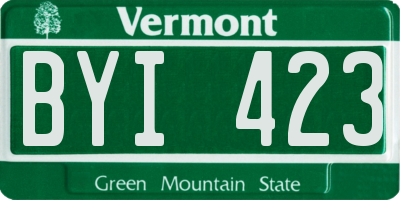 VT license plate BYI423