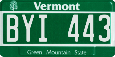 VT license plate BYI443