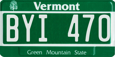 VT license plate BYI470