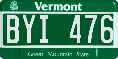 VT license plate BYI476