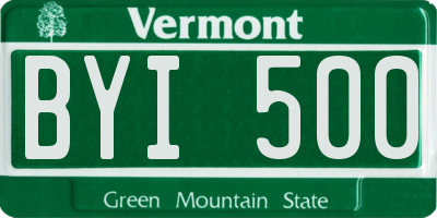VT license plate BYI500