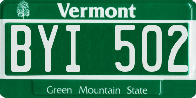 VT license plate BYI502