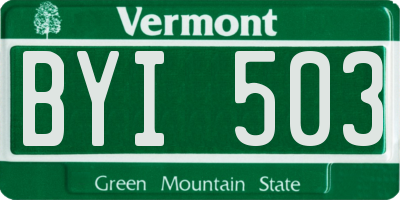 VT license plate BYI503