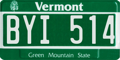 VT license plate BYI514