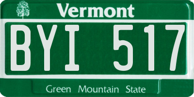 VT license plate BYI517