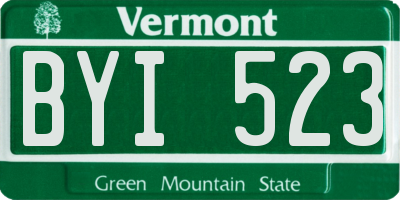 VT license plate BYI523