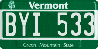 VT license plate BYI533