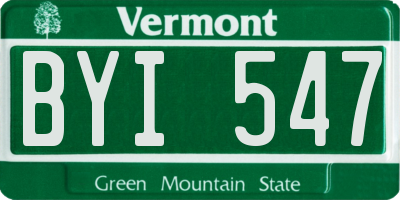 VT license plate BYI547