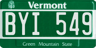 VT license plate BYI549