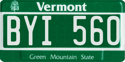 VT license plate BYI560