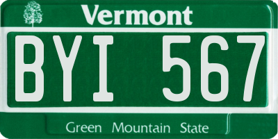 VT license plate BYI567