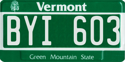 VT license plate BYI603
