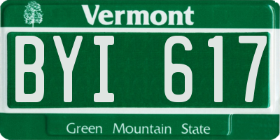 VT license plate BYI617
