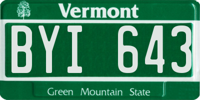 VT license plate BYI643