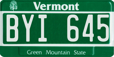 VT license plate BYI645