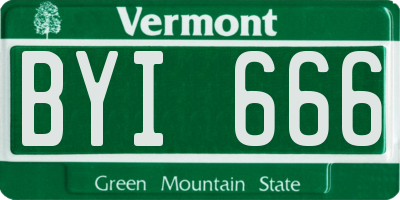 VT license plate BYI666