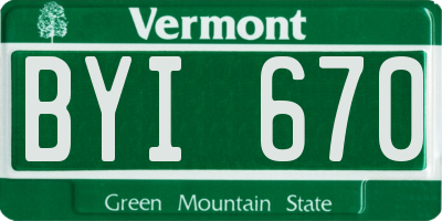VT license plate BYI670