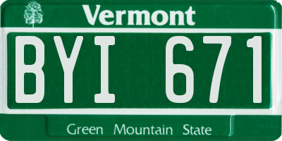 VT license plate BYI671