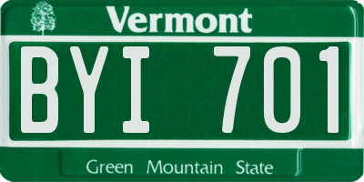 VT license plate BYI701
