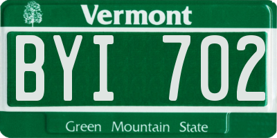 VT license plate BYI702