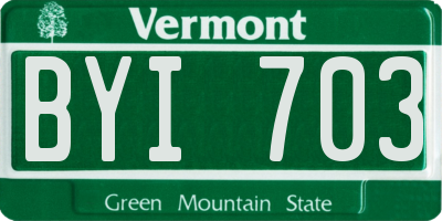 VT license plate BYI703