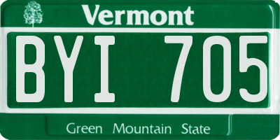 VT license plate BYI705
