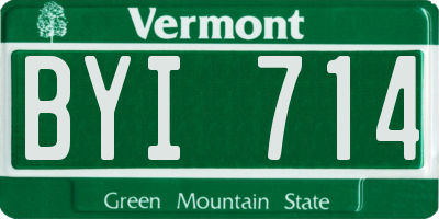 VT license plate BYI714
