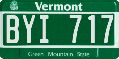 VT license plate BYI717
